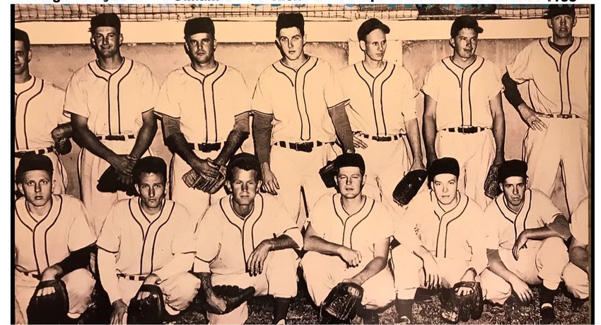 A picture of the Apopka Softball team that played in the Lake Orange League. . Harvey Caldwell is pictured second from the left on the bottom row. Photo from the Edwards Field Facebook page.