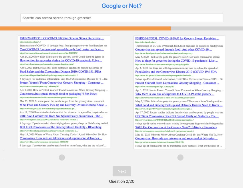 A screenshot showing two sets of Google search results side-by-side