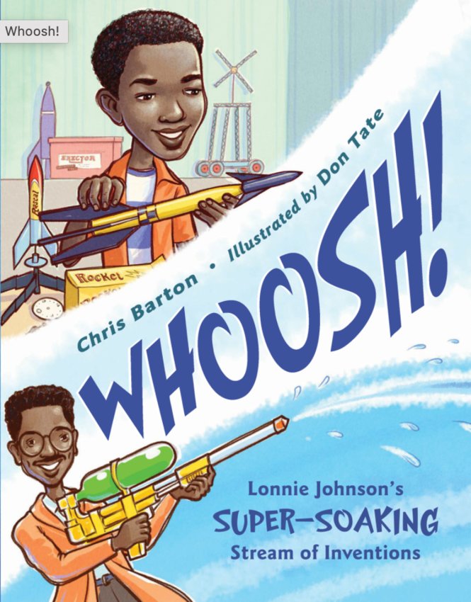 Children's book cover with man holding water gun