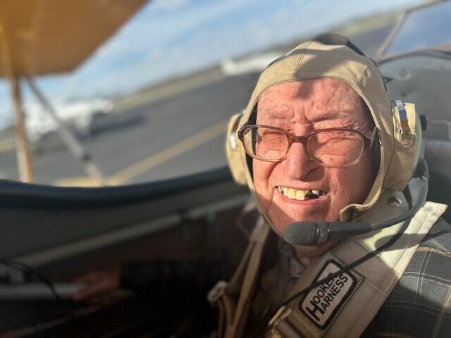 William Cubr of Mountain Home is shown in the cockpit of a 1943 Stearman Bi-plane, monikered “The Spirit of Wisconsin” during a recent honor flight at Baxter County Regional Airport.


Submitted Photo