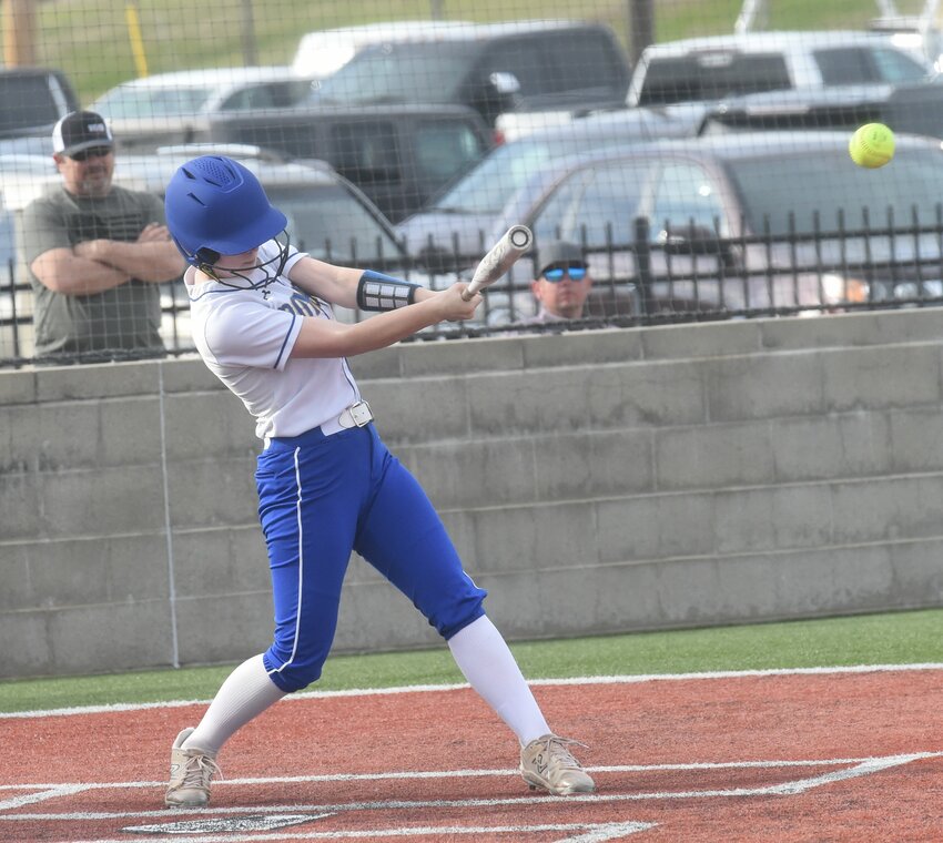 Mountain Home's Abby Green connects for a hit during a recent home game.