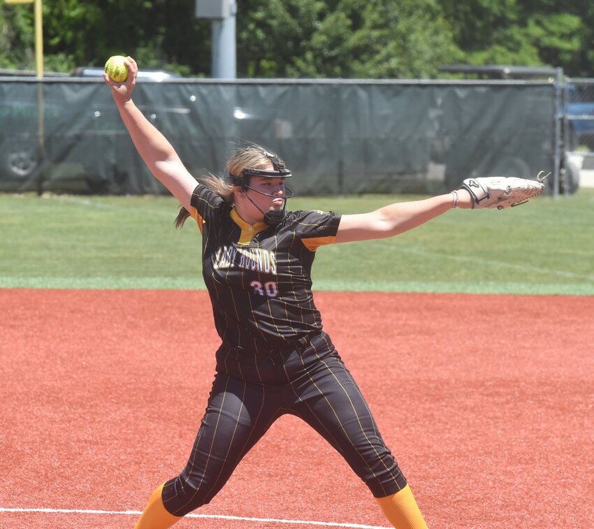 Salem's Callie Hall pitches against Harding Academy on Saturday in the Class 3A State tournament at Greenland.