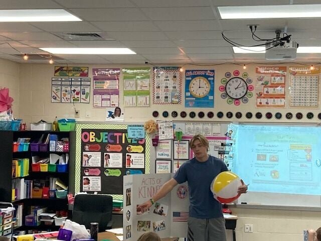 Mountain Home High School's Zane Darracq presents is "Acts of Kindness" program to students as part of his aim to fight bullying, both online and in-person. Darracq finished second in the national competition and earned an $8,000 scholarship.


Submitted Photo