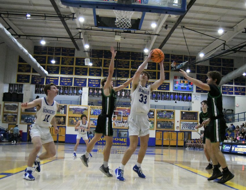 An image from the Mountain Home-Greene County Tech senior boys game played Wednesday in the Ultimate Auto Group Invitational at The Hangar.