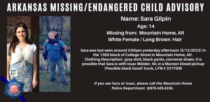 The Arkansas State Police issued an advisory for a missing Mountain Home girl on Friday morning.
