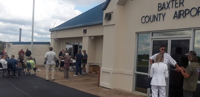 Local and visiting pilots enjoy lunch at Baxter County Airport during the recent&nbsp;Rusty Pilots Seminar.   Submitted Photo