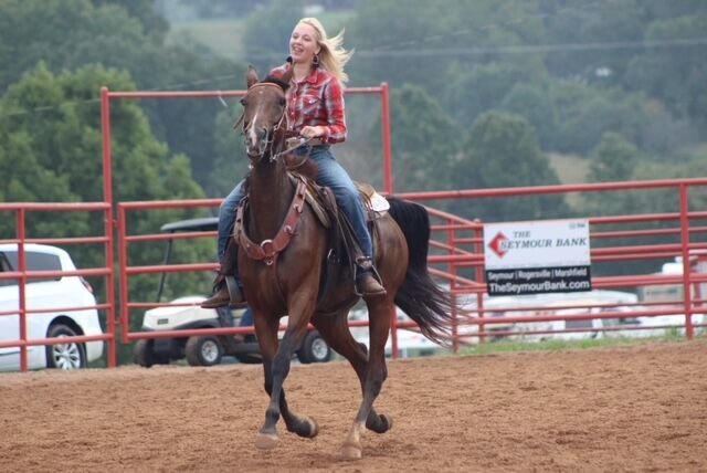 Kaylynn &quot;Sissy&quot; Chapman of Lone Rock recently won the Open in Ranch Sorting competition with her partner, Melvin Snethern,&nbsp;in the Missouri Foxtrotter 2022 Show and Celebration held in September in Ava, Missouri.   Photo Courtesy of Ty Chapman