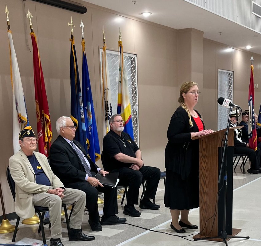 Fleet Reserve Association Branch #251 President David Butts, Grand Knight of St. Peter the Fisherman&rsquo;s Knights of Columbus Assembly #2060 Tom Kaster and St. Peter&rsquo;s Deacon Bob Wochner were among the speakers at Friday&rsquo;s Veterans Day commemoration at St. Peter the Fisherman Catholic Church on Friday. Retired Army Lt. Col. Norma Ann Bohaty of Mountain Home, who happens to be the wife of VFW Post Commander Ken Bohaty, served as the event&rsquo;s keynote speaker.   Helen Mansfield/The Baxter Bulletin