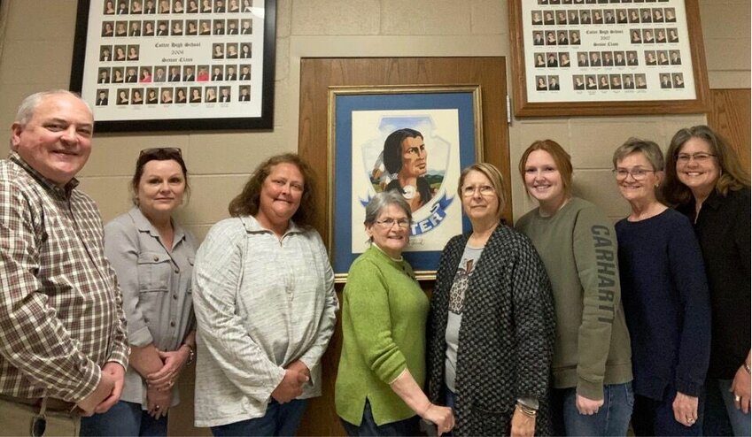 The Cotter Warrior Foundation consists of Cotter Public School Superintendent Jayme Jones, Jenny Crownover, Beth Ann Dewey, Holly Smith, Billie Heenan, Ali Swarthout, Treasurer Rogena Smith and President Linda Roth. Not pictured is Secretary Sandy Wilhite.   Submitted Photo