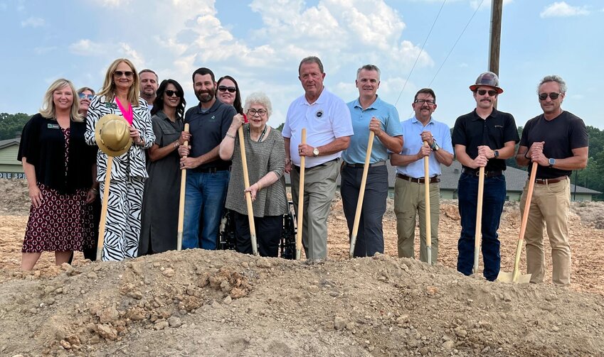 The owners of Sycamore Springs Senior Living &mdash; along with local dignitaries and members of the community &mdash; recently held a groundbreaking for Sycamore Flats Independent Living. These 1,700 square-foot townhomes will be located on the same grounds as Sycamore Springs on Jerry Baker Lane. Among those pictured are: Executive Director Nick Arnold (second from left with shovel) Sycamore Flats first resident Jan Pierce, Mountain Home Mayor Hillrey Adams, co-owners Lance Gross and Dr. Tim Paden.   Helen Mansfield/The Baxter Bulletin