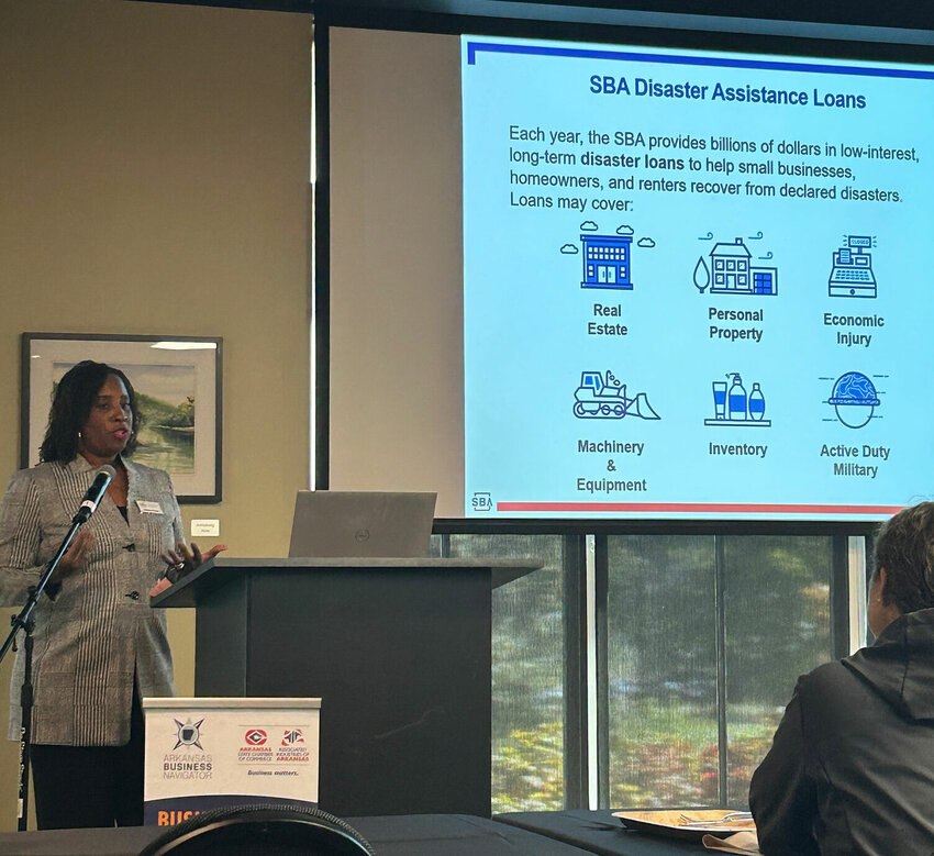 Adriene Brown, District Director for the Small Business Administration, educates attendees on the availability of Disaster Assistance and other loans available from the SBA. The forum provided small business best practices for new business owners or those who want to grow their business.