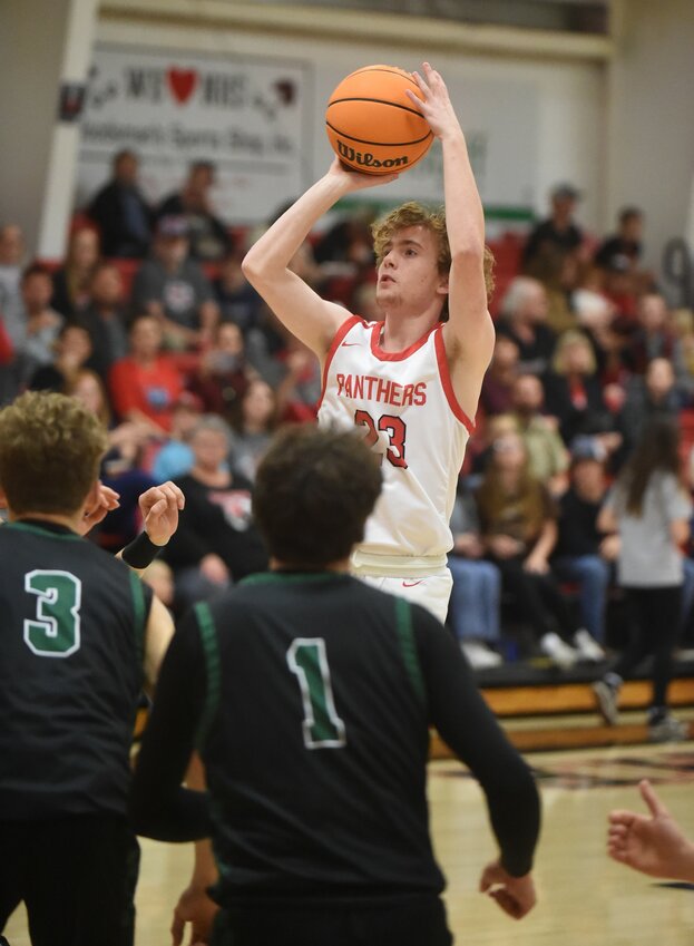 Norfork's Layne Scalf shoots during a home game earlier this season.