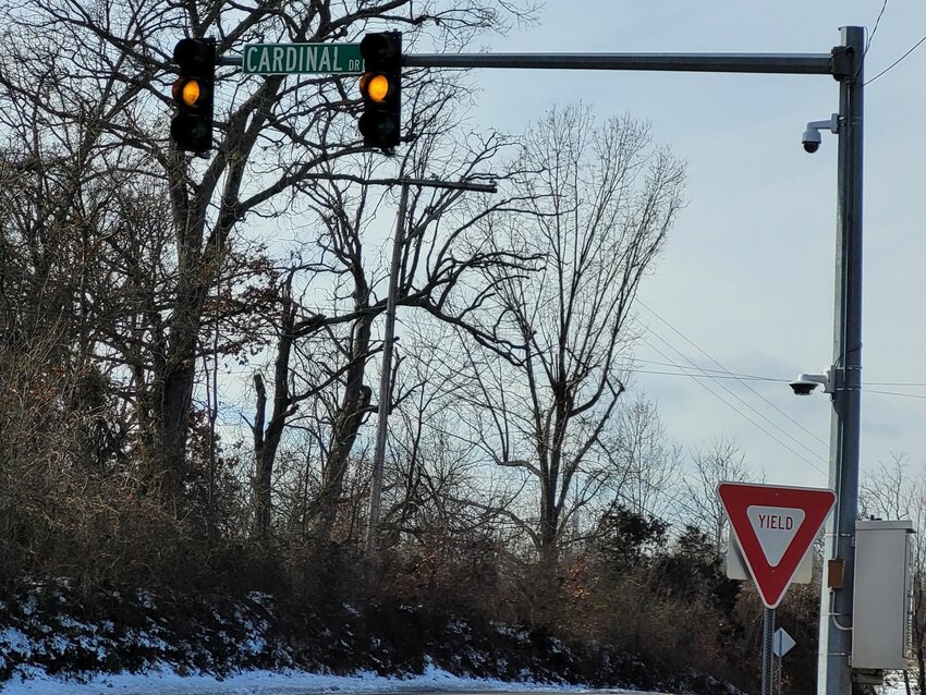Crime prevention cameras (right) are shown at the intersection of State Highway 5 South and and Cardinal Drive in Mountain Home. The current camera setup will be removed due to poor performance of the available video. The city will now seek a new vendor for the system.   Cole Sherwood/Bulletin File Photo