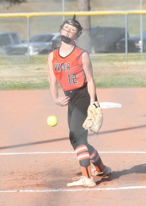 Viola's Haylee Crotts pitches during a recent home game.
