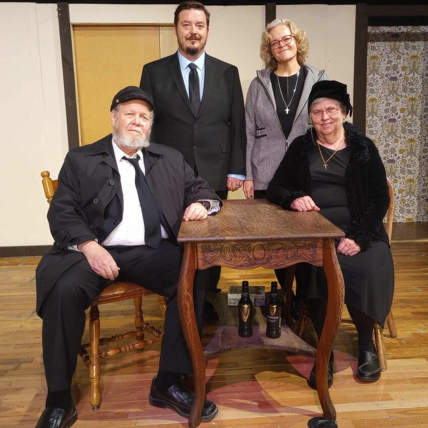 Cast of the Twin Lakes Playhouse newest production,&nbsp;&quot;Outside Mullingar,&quot;&nbsp;are (from left)&nbsp; Bill Simpson as Tony Reilly, Mike Horberg as Anthony Reilly, Jenny Horberg as Rosemary Muldoon and Joanne Helms as Aoife Muldoon.   Submitted Photo