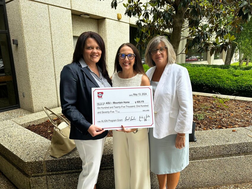 Arkansas State University-Mountain Home and Baxter Health received a $625,175 grant for nursing programs Monday in Little Rock. Shown are (from left) Sarah Brozynski, Baxter Health director of education; Amy Clark, ASUMH interim dean of health sciences; and Karen Heslep, ASUMH dean of business and technology..   Submitted Photo