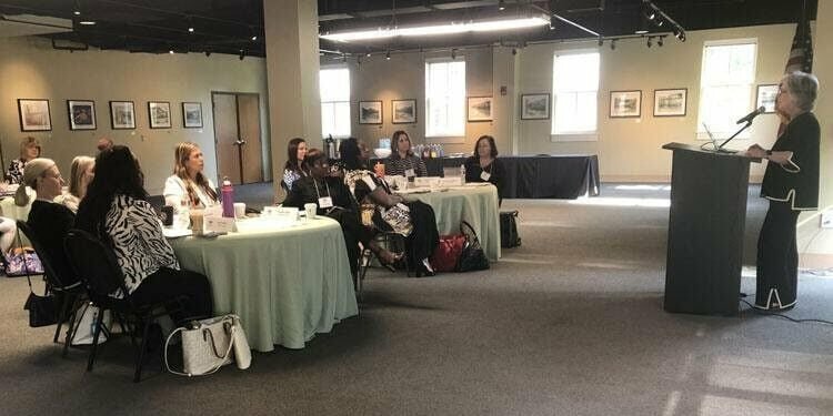 Christy Keirn, ASUMH associate vice chancellor for marketing and communications, speaks to women attending an Arkansas Delta Women’s Leadership Academy meeting recently in Mountain Home,


Submitted Photo