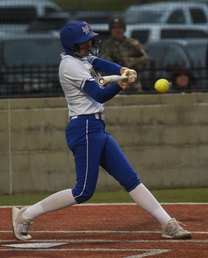 Mountain Home's Daelyn Harper connects for a hit during a game this season.