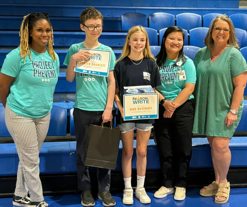 The Cotter School sixth-grade Next Gen group (Project Prevent) recognized May 20 for its success are (from left) Candice Bailey; Porter Bramblett, first-place winner; Nide Raycraft, second-place winner; Leah Burns; and Beth Foster.


Submitted Photo