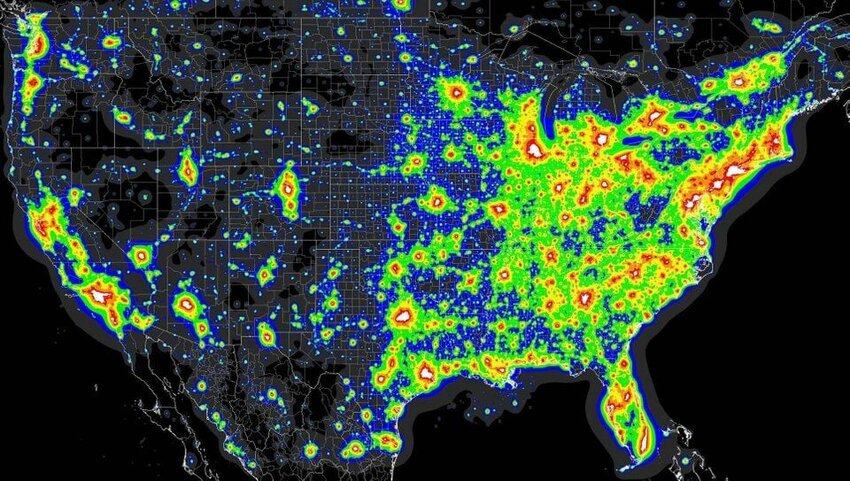 Light pollution map of the US.


NPS PHOTO