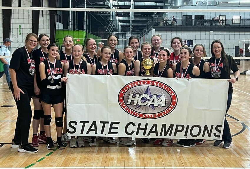 The Mountain Home Christian Academy Lady Eagles won the Heartland Christian Athletic Association's Class 2A State volleyball championship on Friday in Tulsa, Okla.