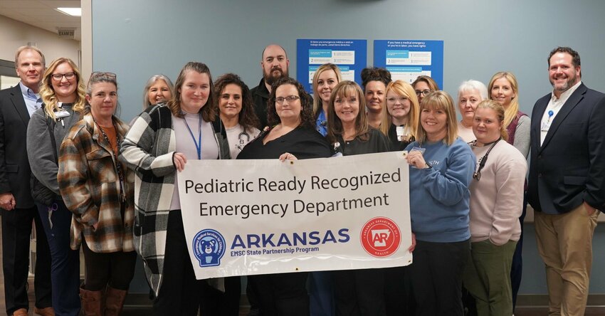 Baxter Health Cline Emergency Room staff and hospital officials proudly display a banner announcing the “Gold Tier” designation for Pediatric Readiness recently given by the Arkansas Emergency Medical Services for Children (EMSC) State Partnership Program. Baxter Health also was named an official Pediatric Ready Hospital, only one of three in Arkansas. 


Submitted Photo