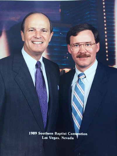 Still a fresh face to Southern Baptists, McCarty poses with newly elected SBC President Jerry Vines in 1989. BARRY MCCARTY/Special