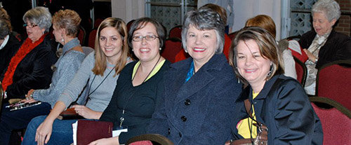 Dale Weaver, second from right, pauses for a moment with others at the 2013 Faith, Hope, and Love Ministers' Wives Retreat at the Georgia Baptist Convention Conference Center-Toccoa. 