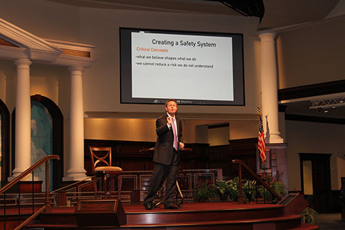 Gregory Love of MinistrySafe speaks to attendees of a summit at First Baptist Atlanta on child sexual abuse. JON GRAHAM/GBC Communications