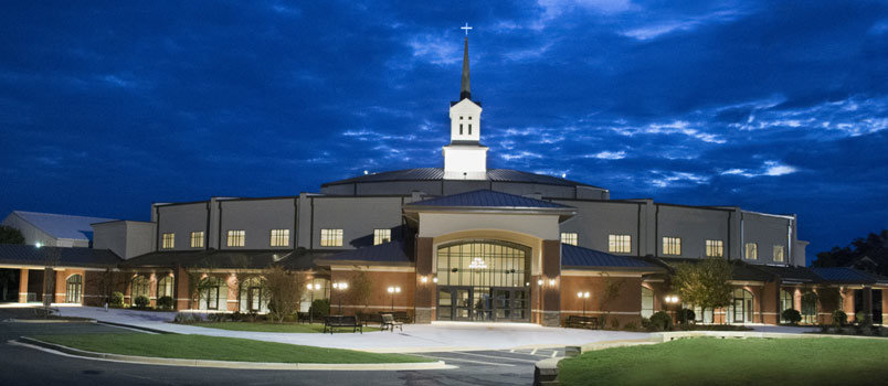 The new facility for Glen Haven Baptist Church covers 43,000 square of space and includes a choir room, administrative area, conference room, and bridal room. A cross embedded in the sidewalk – made of bricks purchased by church members – greets attendees. GLEN HAVEN/Special