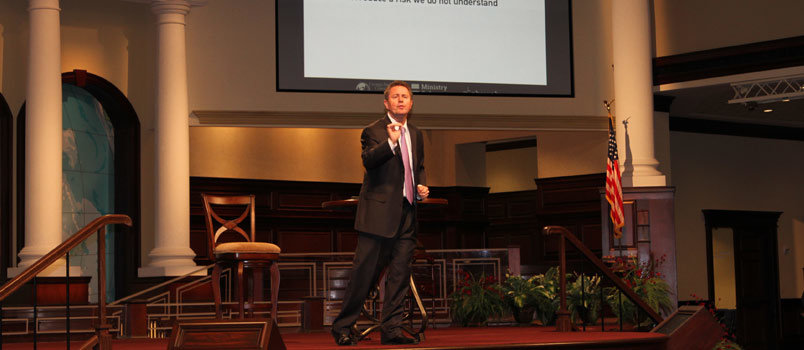 Gregory Love of MinistrySafe speaks to attendees of a summit at First Baptist Atlanta on child sexual abuse. JON GRAHAM/GBC Communications