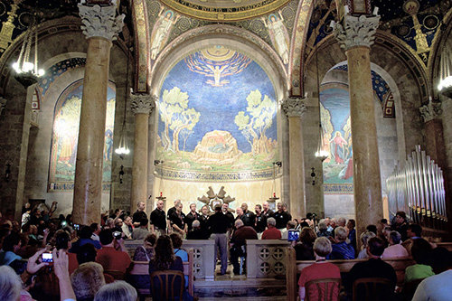 The Jubaltones ensemble sings during a concert at the Basilica of the Annunciation in Nazareth. EDDY OLIVER/GBC