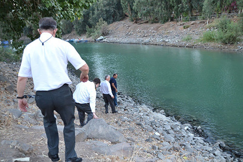 Several walk to the Jordan River, where Jesus was baptized. EDDY OLIVER/GBC