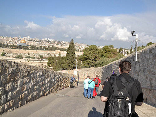 The group had the opportunity to walk the Via Dolorosa in Jerusalem, where Jesus walked on the path to His crucifixion. EDDY OLIVER/GBC
