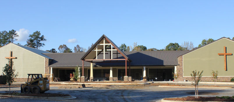 The new building for New Salem Baptist Church, shown here during construction, replaces the one lost in a fire. Photo by New Salem Baptist Church