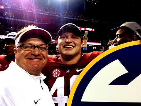Gary Cramer, Fellowship of Christian Athletes director at the University of Alabama, stands next to Michael Nysewander, who he described as one of the Crimson Tide's spiritual leaders. Photo courtesy of Gary Cramer.