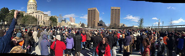 A panoramic shot of the crowd waiting to hear Franklin Graham. BOB ROYALL/Special
