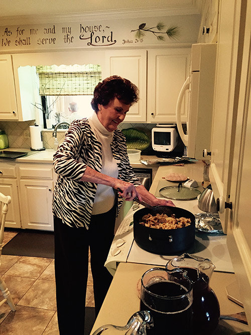 Anne Parker stirs the beef stroganoff for Sunday lunch. GERALD HARRIS/Index