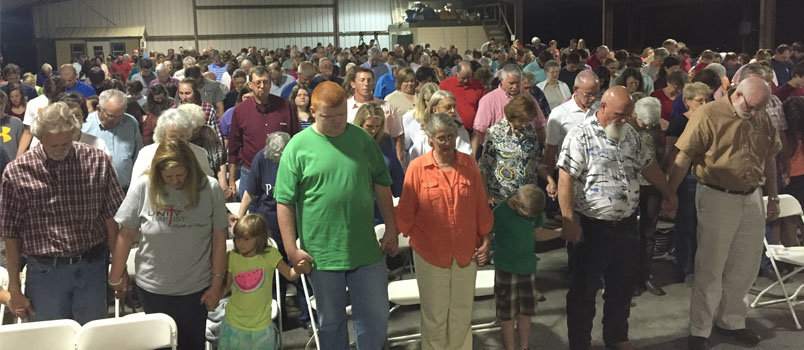 Crowds gathered Sunday night through Wednesday night for the Worth County spring community revival meeting, held under a watermelon shed. GERALD HARRIS/Special