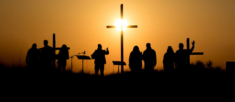 Easter, crosses, worship, band