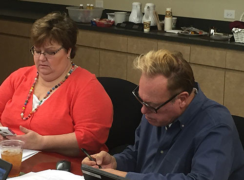 Merrie Johnson, left, of the Baptist State Convention of North Carolina, and Bruce Edwards of the Tennessee Baptist Convention were part of the recent Conclave planning session. GERALD HARRIS/Index