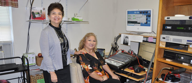 Radio personalities Isabel Haring from Honduras, left, and Peru native Iris Sarria, right, are two of the primary voices of Radio Pesca. JOE WESTBURY/Index 