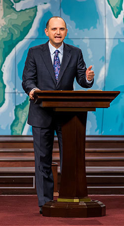 Anthony Georgia, senior associate pastor of First Baptist Church in Atlanta, preaches at a recent Sunday morning service. FBA/Special