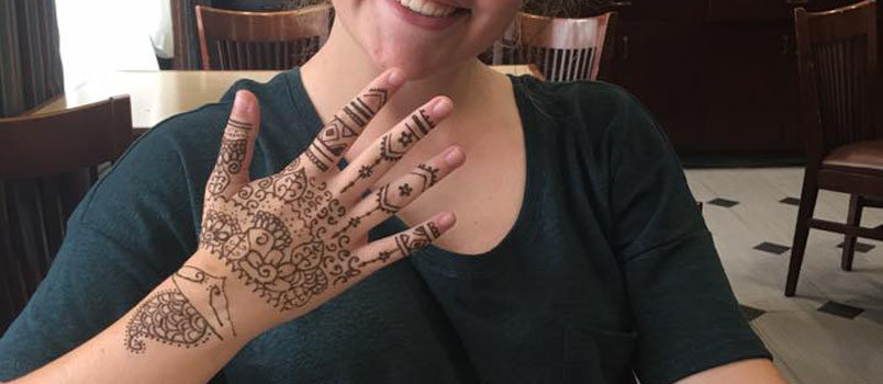 A henna tattoo, which is temporary and indicative of the culture where she is serving this summer, was part of the training for Georgia high school student Brandy Carmichael* in preparation for Endeavor. FACEBOOK/Special