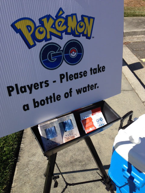 Tracts and cold bottled water welcomed those looking for Pokemon on the Georgia Baptist Missions and Minister Center grounds. 
