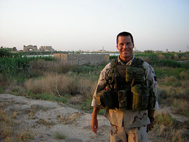Jeff Struecker stands in Iraq on one of his deployments as a chaplain during Operation Iraqi Freedom.