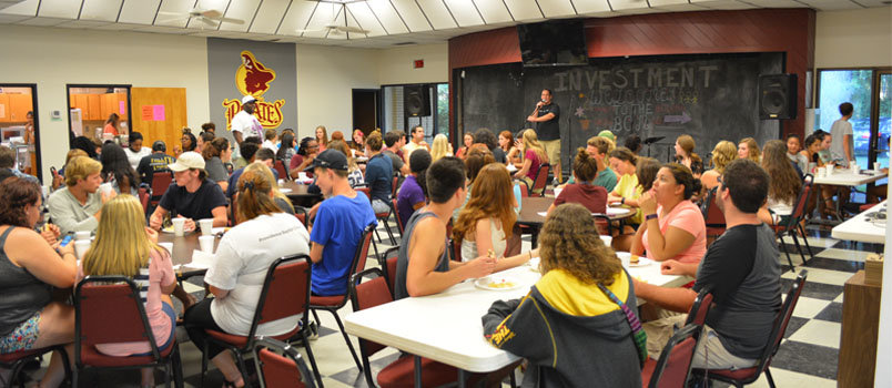 Armstrong State University BCM Director Tony Branham speaks at a weekly lunch gathering on the Savannah campus. BCM/Special 