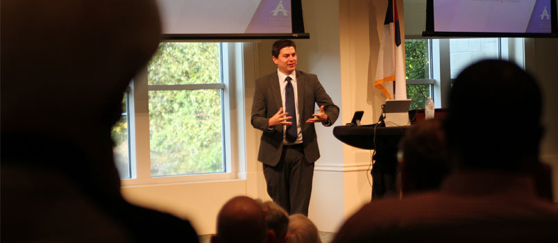 Alliance Defending Freedom attorney Matt Sharp speaks to those gathered Nov. 1 at the Missions and Ministry Center about the challenges churches face in today's culture, not to mention the challenges on the horizon. MARK STRANGE/GBC Communications