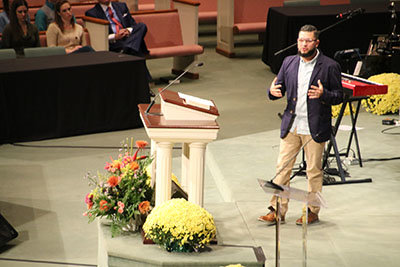 D.A. Horton, pastor of Reach Fellowship in North Long Beach, CA, speaks at the Georgia Baptist Preaching Conference Nov. 14. SCOTT BARKLEY/Index