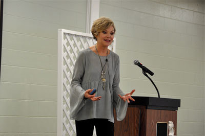 Acworth humorist and inspirational speaker Joy Earle entertained guests at the luncheon. JOE WESTBURY/Index